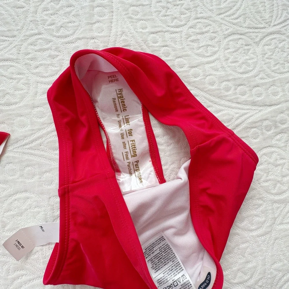 Old Navy‎ Girls' Peplum Tankini Swim Set, Red/White/Blue Sz M
